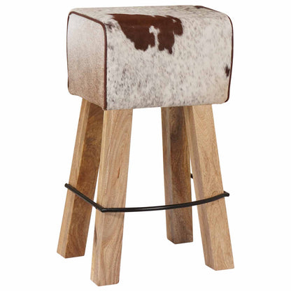 Bar Stool 2 pcs 44 x 33 x 74 cm Real Leather Brown and white