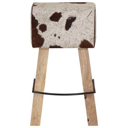 Bar Stool 2 pcs 44 x 33 x 74 cm Real Leather Brown and white