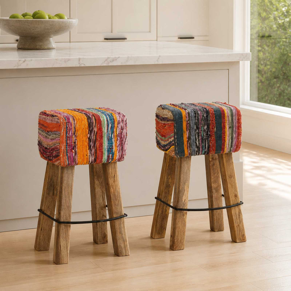 Bar Stool 2 pcs 44 x 33 x 74 cm Real Leather Multicolour
