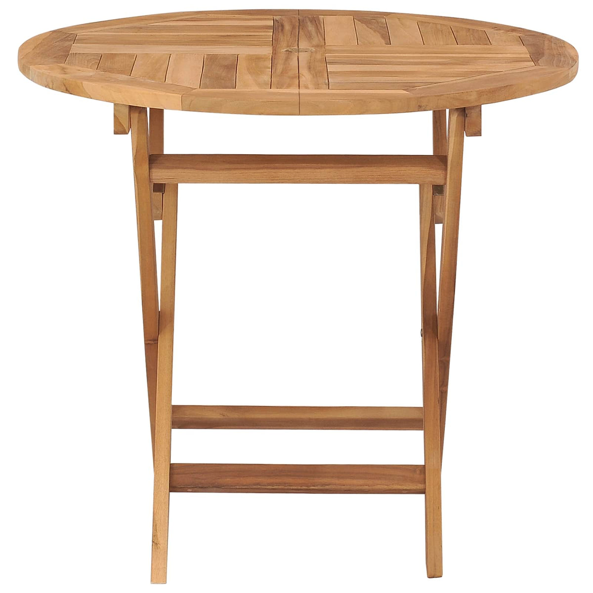 Folding Garden Table Natural 90 x 90 x 75 cm Solid Teak Wood Round