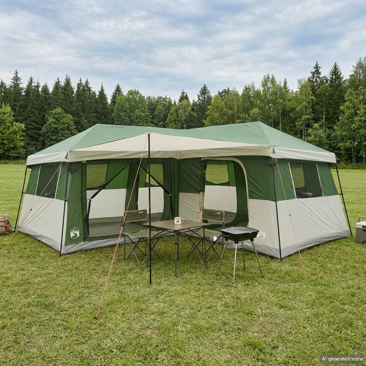 vidaXL Family Tent with Rainfly Water-Resistant 14-Person Green 1