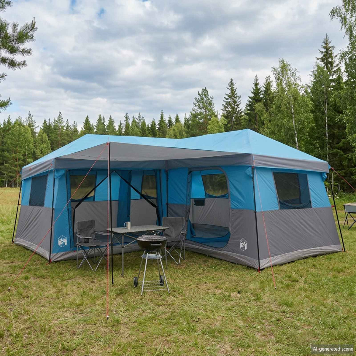 vidaXL Family Tent with Rainfly Water-Resistant 14-Person Blue 1