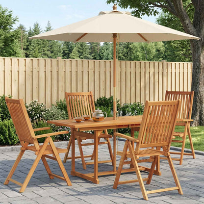 Outdoor Dining Set with Parasol 6 pcs 4-Seaters Cream white and natural 4
