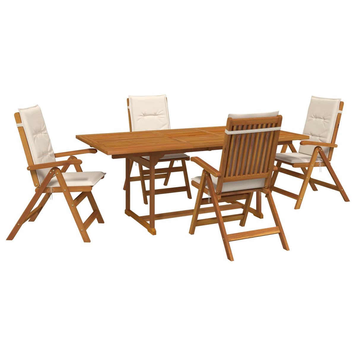 vidaXL Outdoor Dining Set with Parasol 6 pcs 4-Seaters Cream White 2