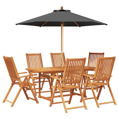 Outdoor Dining Set with Parasol 6 pcs 4-Seaters Anthracite and natural 6
