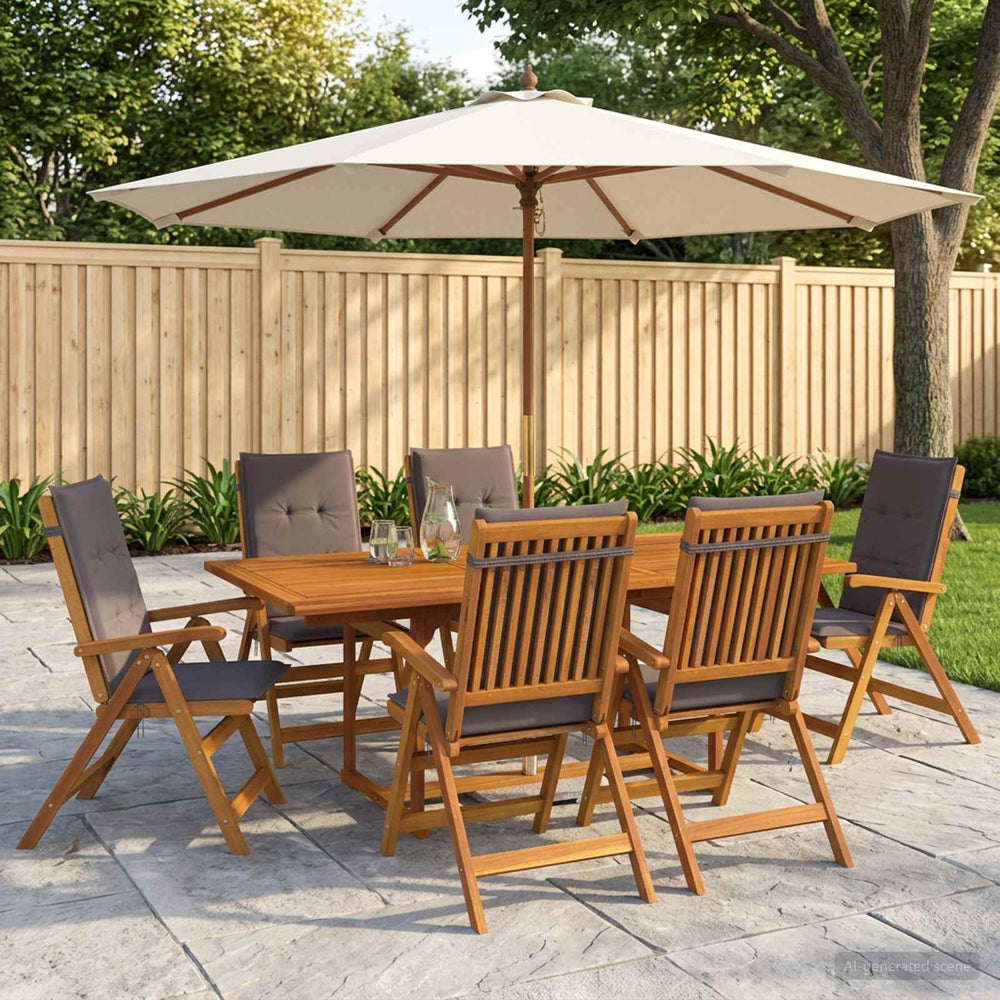 vidaXL Outdoor Dining Set with Parasol 8 pcs 6-Seaters Anthracite