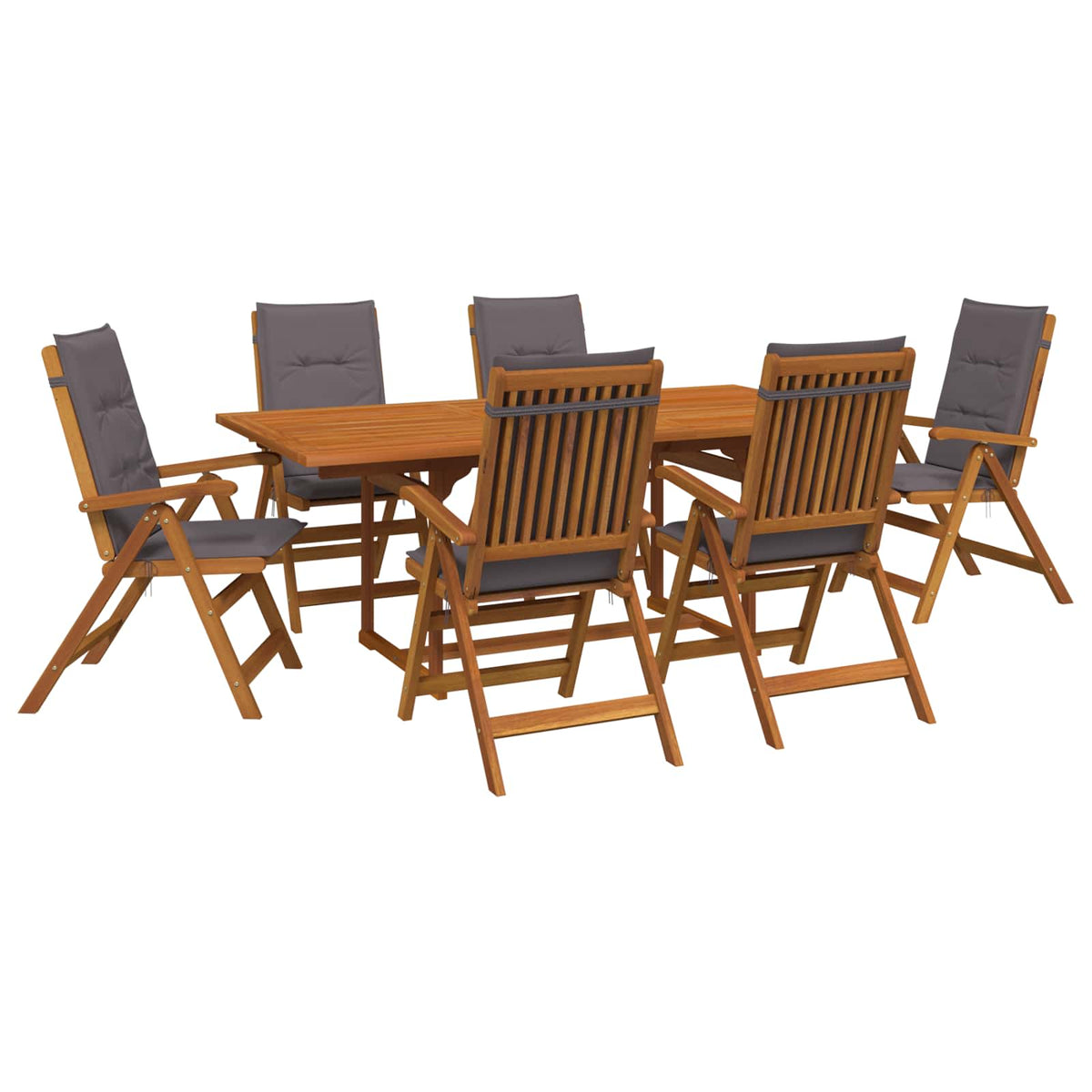 vidaXL Outdoor Dining Set with Parasol 8 pcs 6-Seaters Anthracite 2
