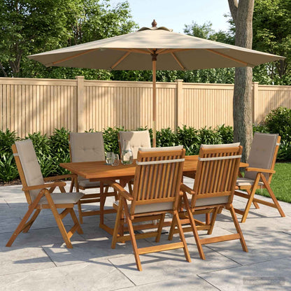 vidaXL Outdoor Dining Set with Parasol 8 pcs 6-Seaters Cream White 1
