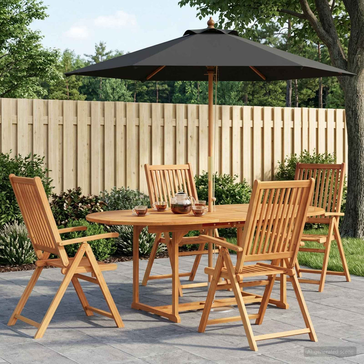 vidaXL Outdoor Dining Set with Parasol 6 pcs 4-Seaters 1