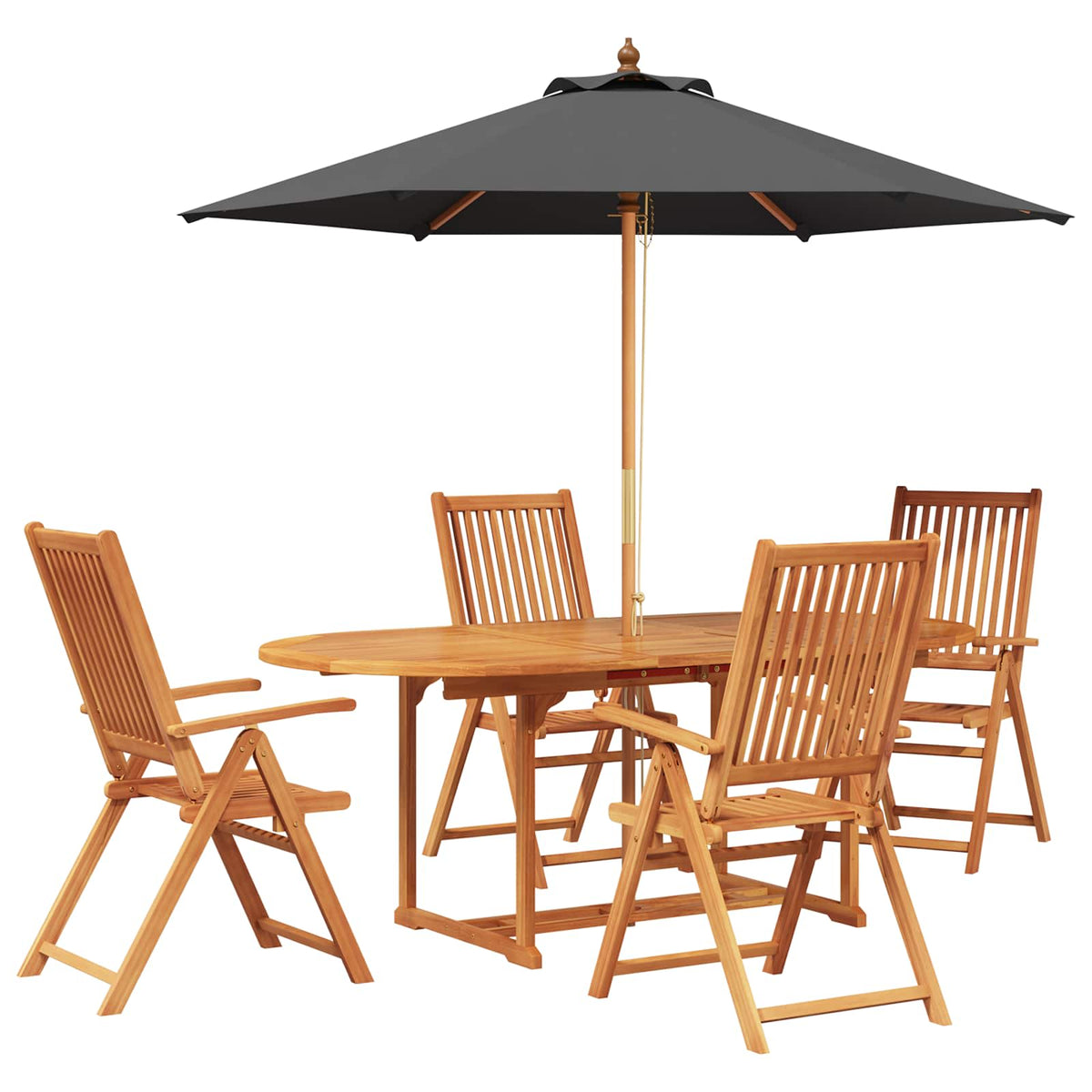 vidaXL Outdoor Dining Set with Parasol 6 pcs 4-Seaters 2