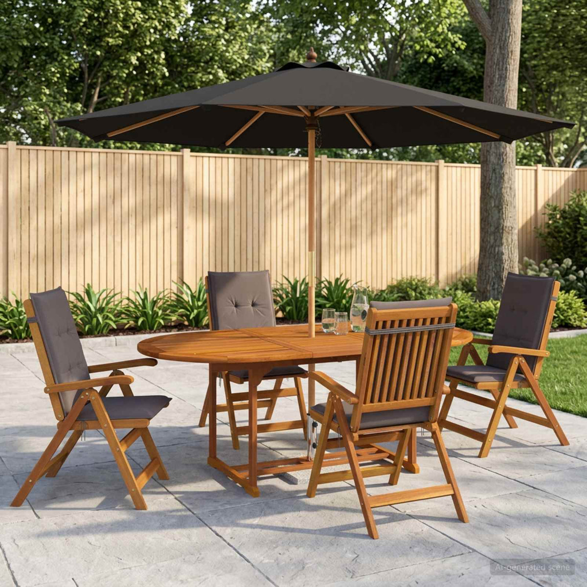 vidaXL Outdoor Dining Set with Parasol 6 pcs 4-Seaters Anthracite 1