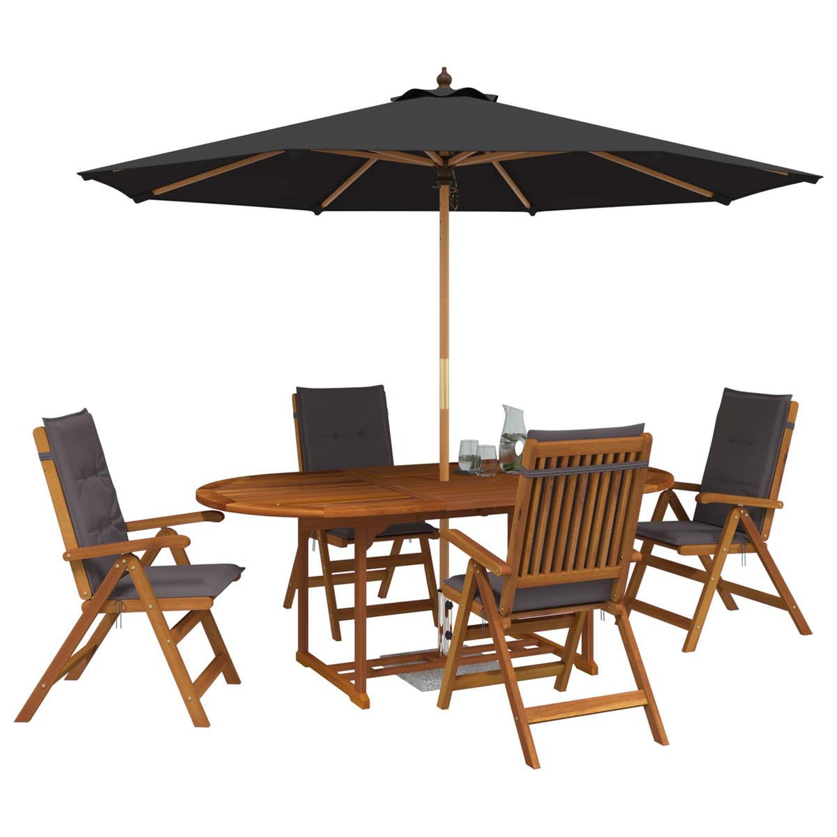 vidaXL Outdoor Dining Set with Parasol 6 pcs 4-Seaters Anthracite 3