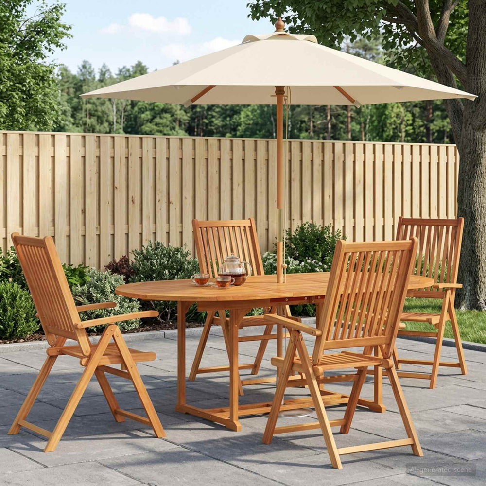 vidaXL Outdoor Dining Set with Parasol 6 pcs 4-Seaters
