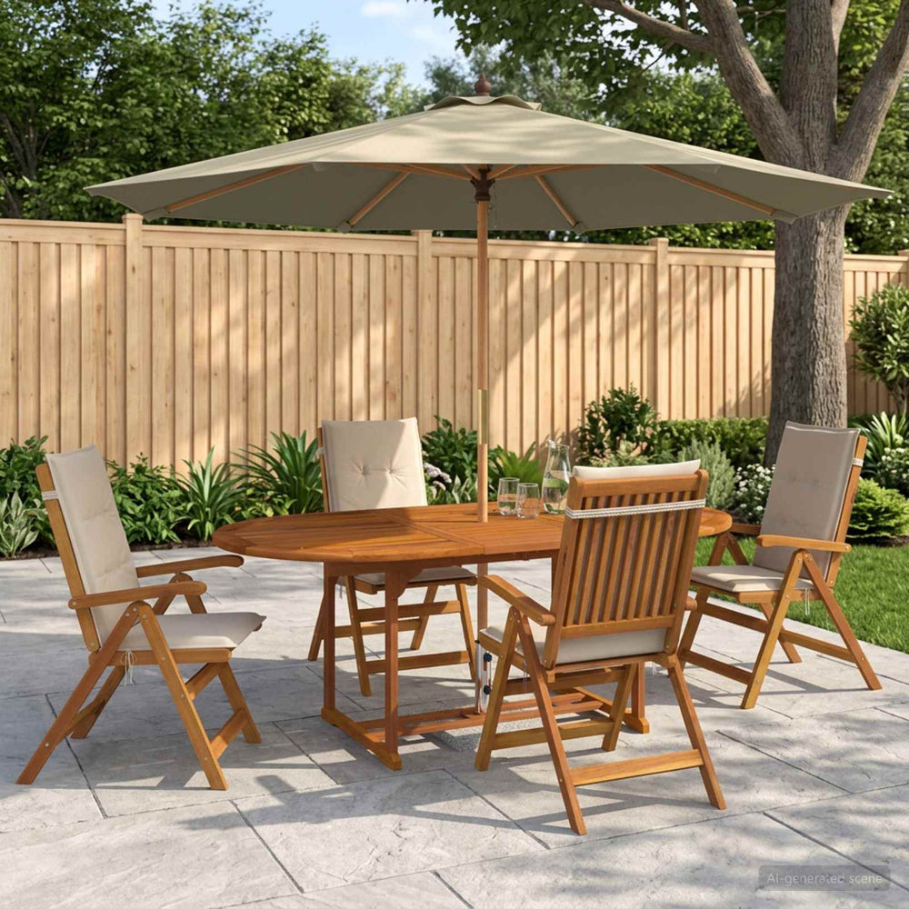 vidaXL Outdoor Dining Set with Parasol 6 pcs 4-Seaters Cream White