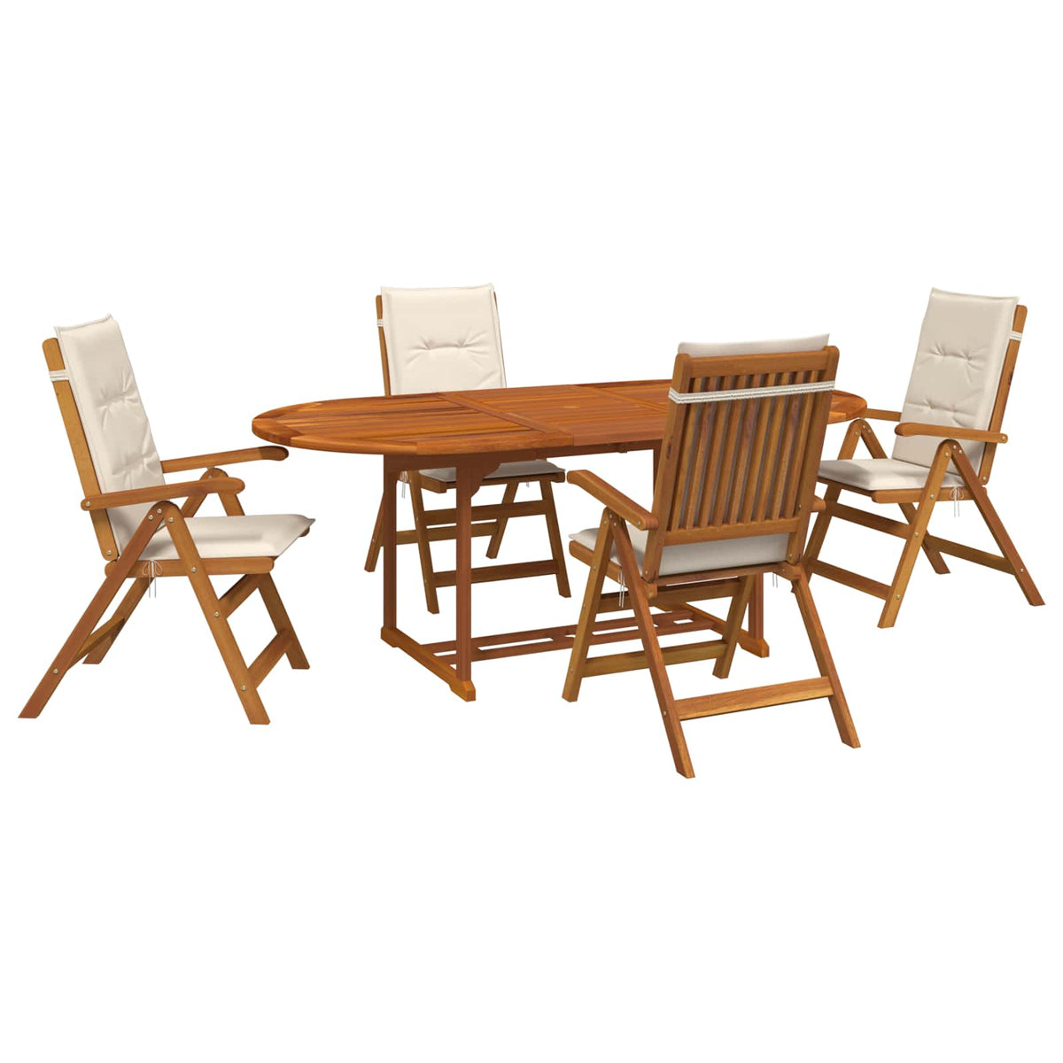 vidaXL Outdoor Dining Set with Parasol 6 pcs 4-Seaters Cream White 2