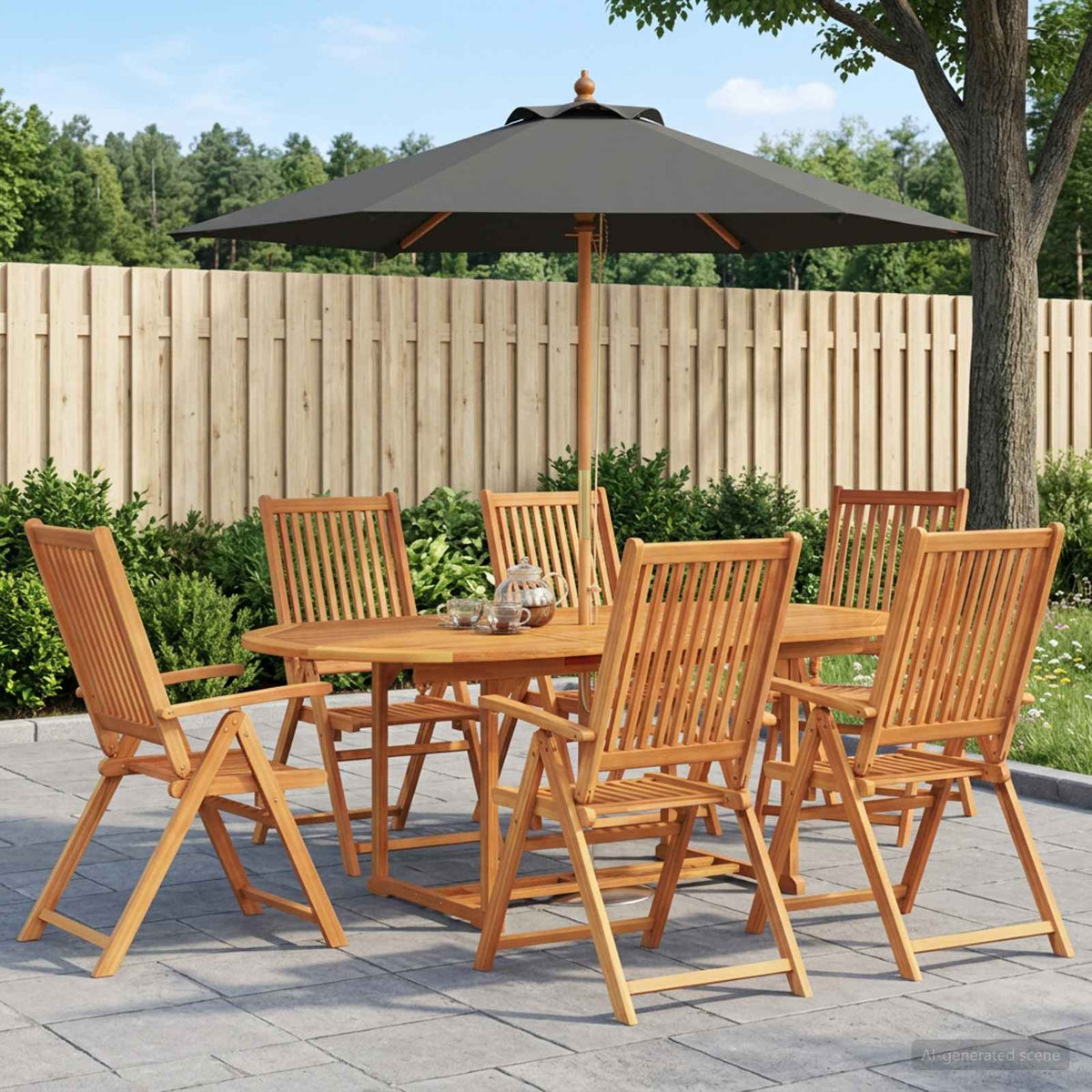 vidaXL Outdoor Dining Set with Parasol 8 pcs 6-Seaters 1
