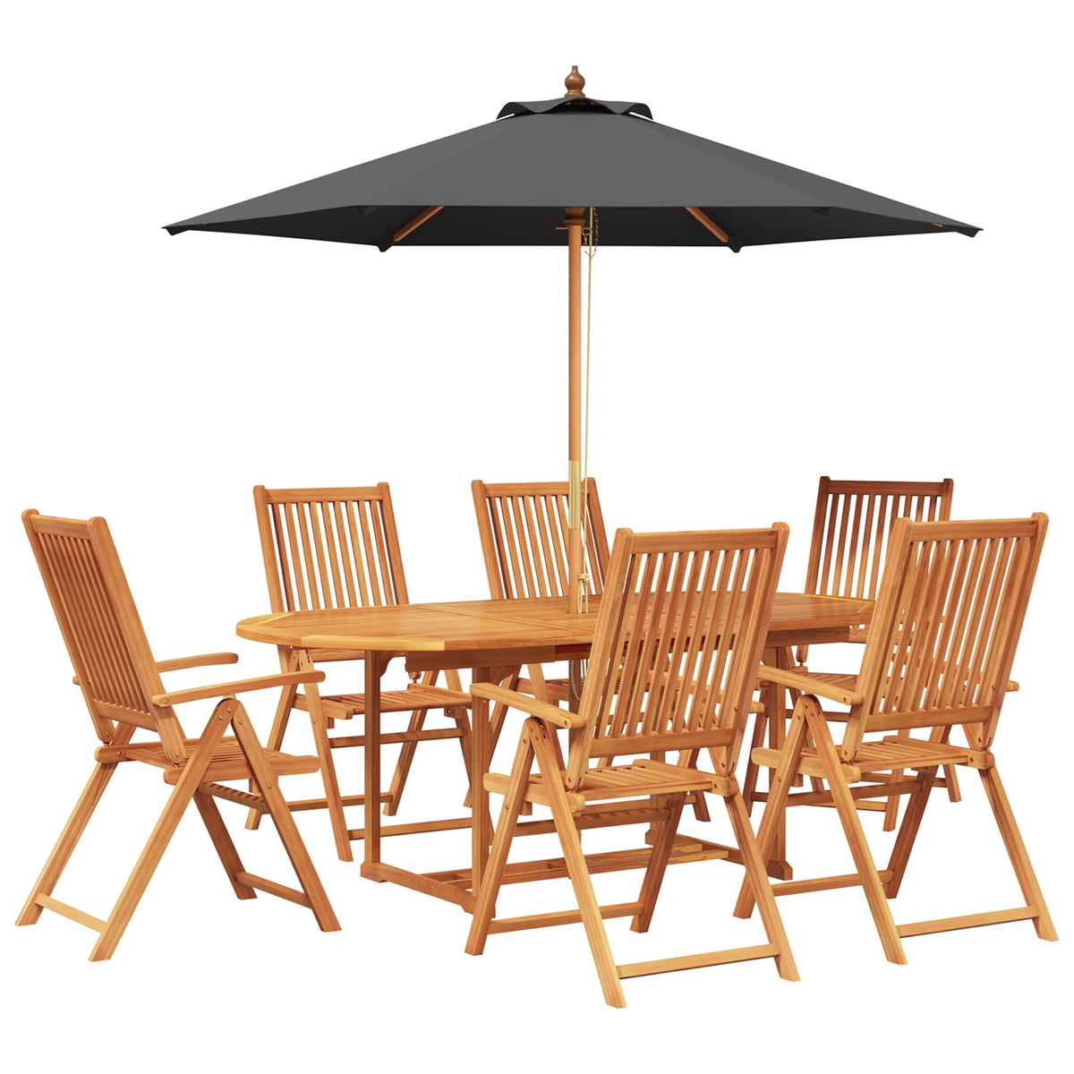 vidaXL Outdoor Dining Set with Parasol 8 pcs 6-Seaters 2