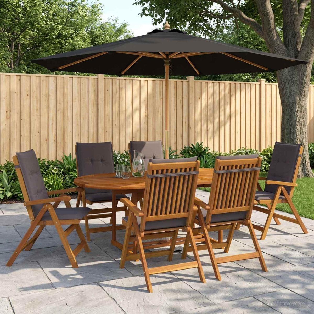 vidaXL Outdoor Dining Set with Parasol 8 pcs 6-Seaters Anthracite 1