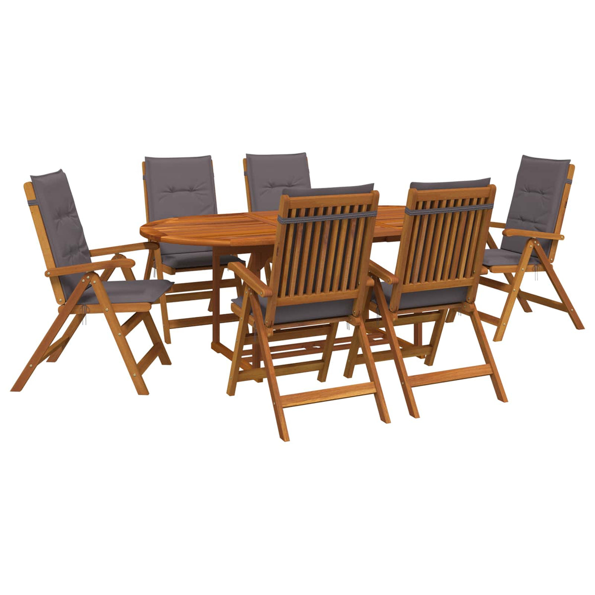 vidaXL Outdoor Dining Set with Parasol 8 pcs 6-Seaters Anthracite 2