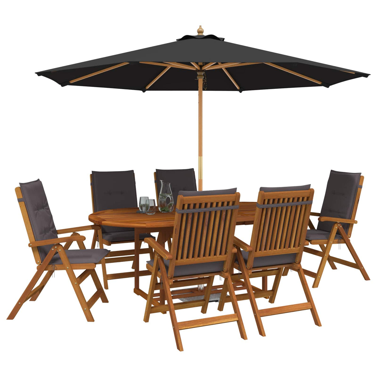 vidaXL Outdoor Dining Set with Parasol 8 pcs 6-Seaters Anthracite 3
