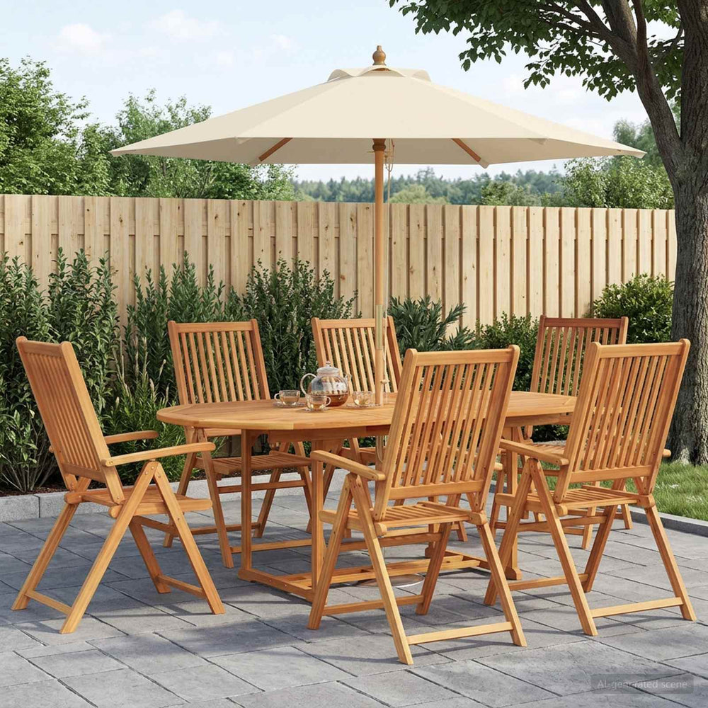 vidaXL Outdoor Dining Set with Parasol 8 pcs 6-Seaters