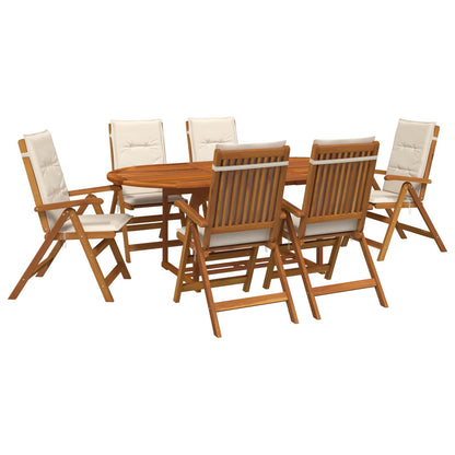 vidaXL Outdoor Dining Set with Parasol 8 pcs 6-Seaters Cream White 2
