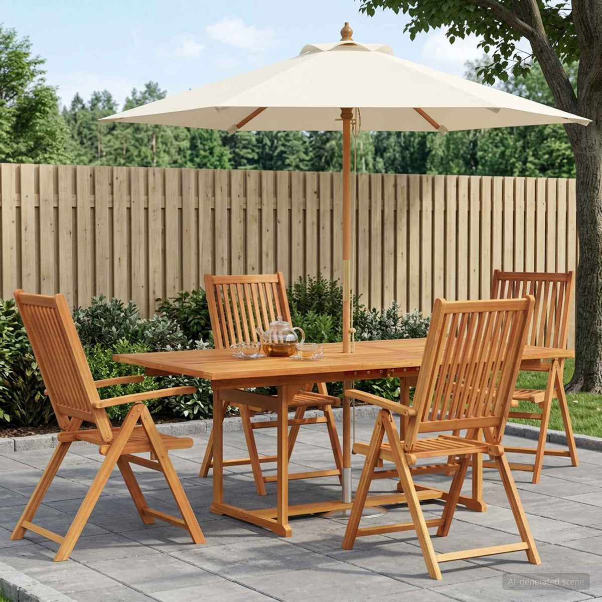 vidaXL Outdoor Dining Set with Parasol 6 pcs 4-Seaters 1