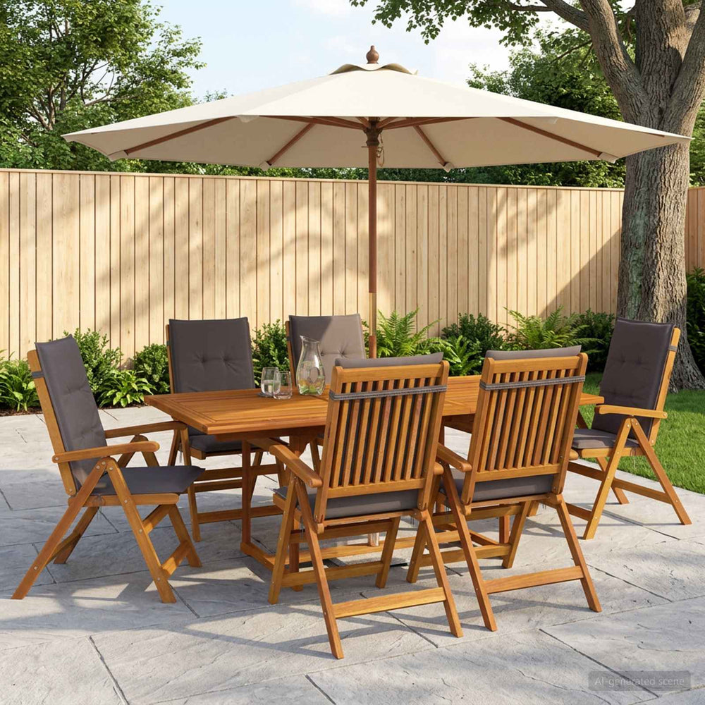 vidaXL Outdoor Dining Set with Parasol 8 pcs 6-Seaters Anthracite