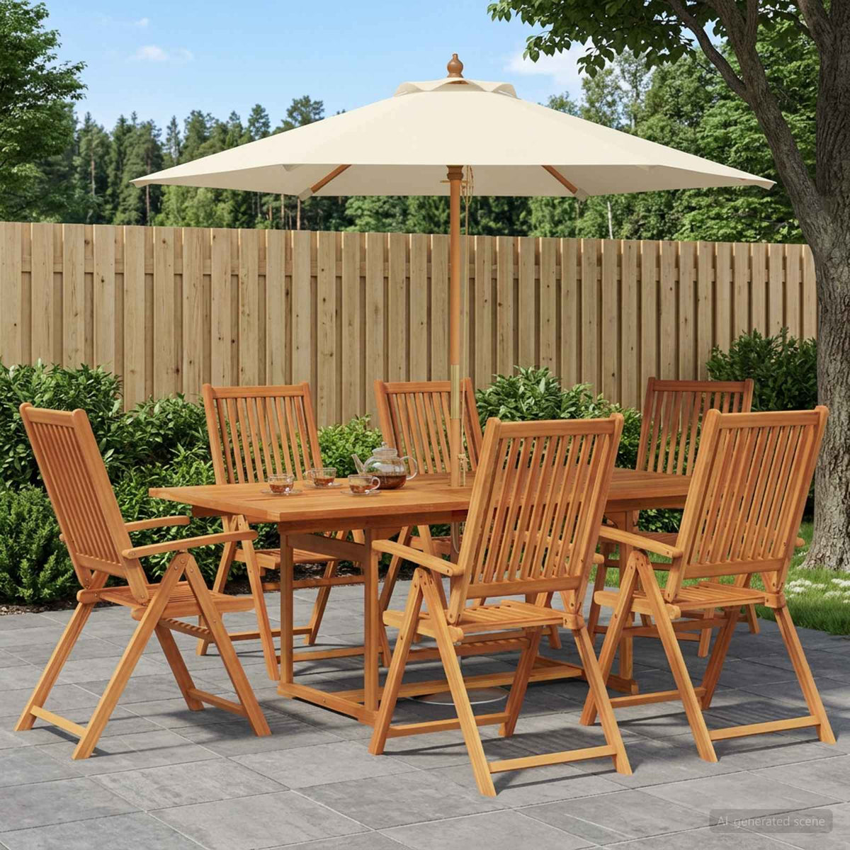 vidaXL Outdoor Dining Set with Parasol 8 pcs 6-Seaters 1