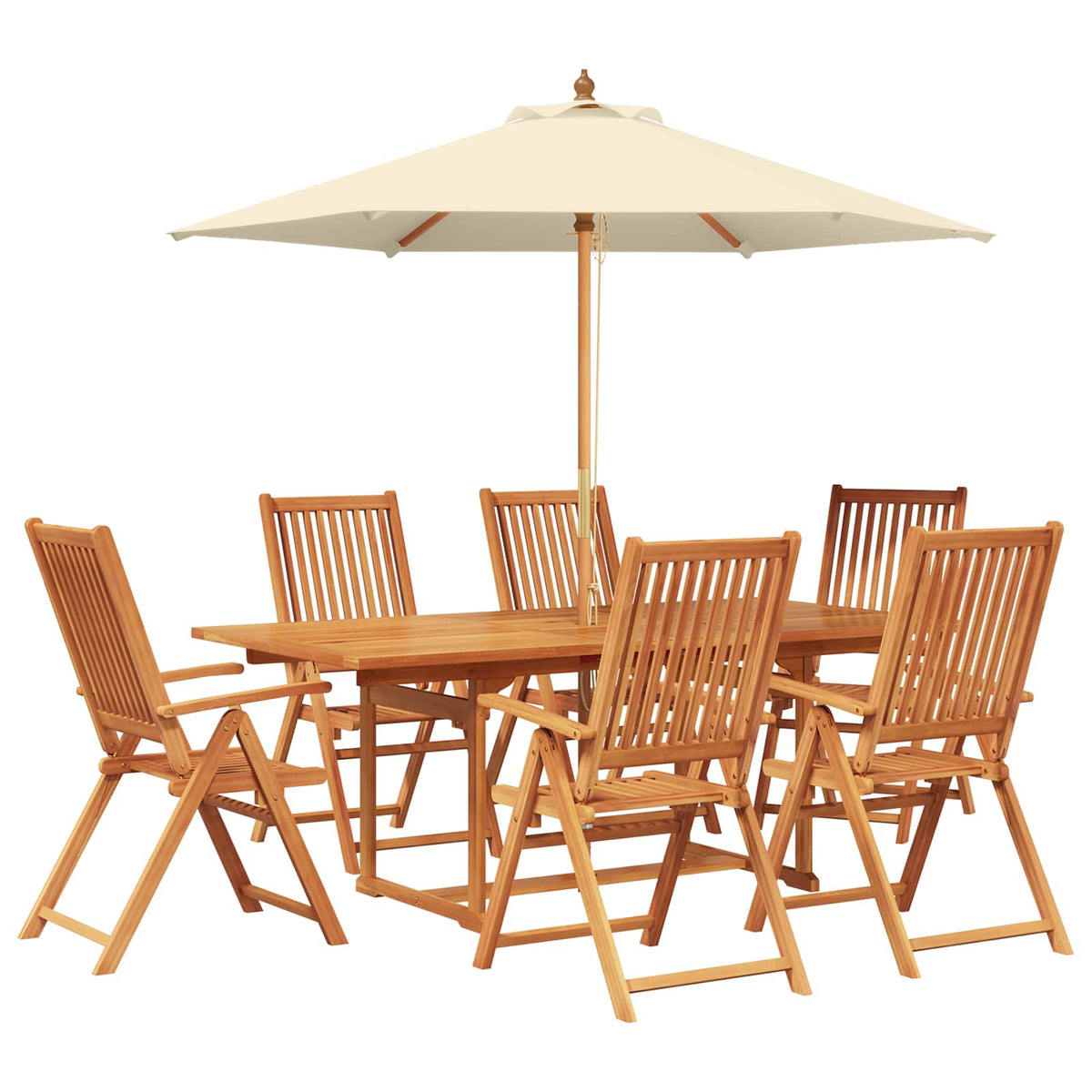 vidaXL Outdoor Dining Set with Parasol 8 pcs 6-Seaters 2