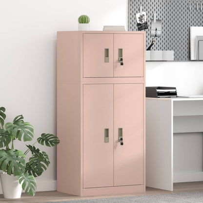 Storage Cabinet 2 pcs 60 x 40 x 220 cm Steel Lockable Pink 90 cm