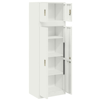 Storage Cabinet 2 pcs 60 x 40 x 220 cm Steel Lockable White 140 cm