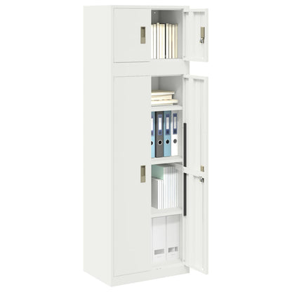Storage Cabinet 2 pcs 60 x 40 x 220 cm Steel Lockable White 140 cm