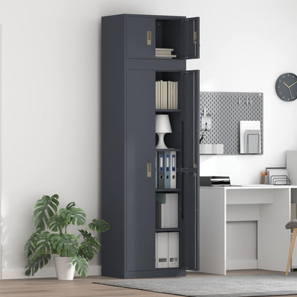 Storage Cabinet 2 pcs 60 x 40 x 220 cm Steel Lockable Anthracite 180 cm