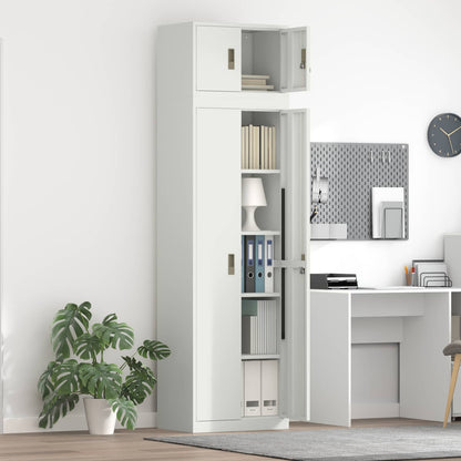 Storage Cabinet 2 pcs 60 x 40 x 220 cm Steel Lockable White 180 cm