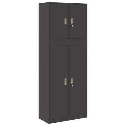 Storage Cabinet 2 pcs 80 x 40 x 175 cm Steel Lockable Black 140 cm
