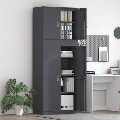 Storage Cabinet 2 pcs 80 x 40 x 175 cm Steel Lockable Anthracite 140 cm