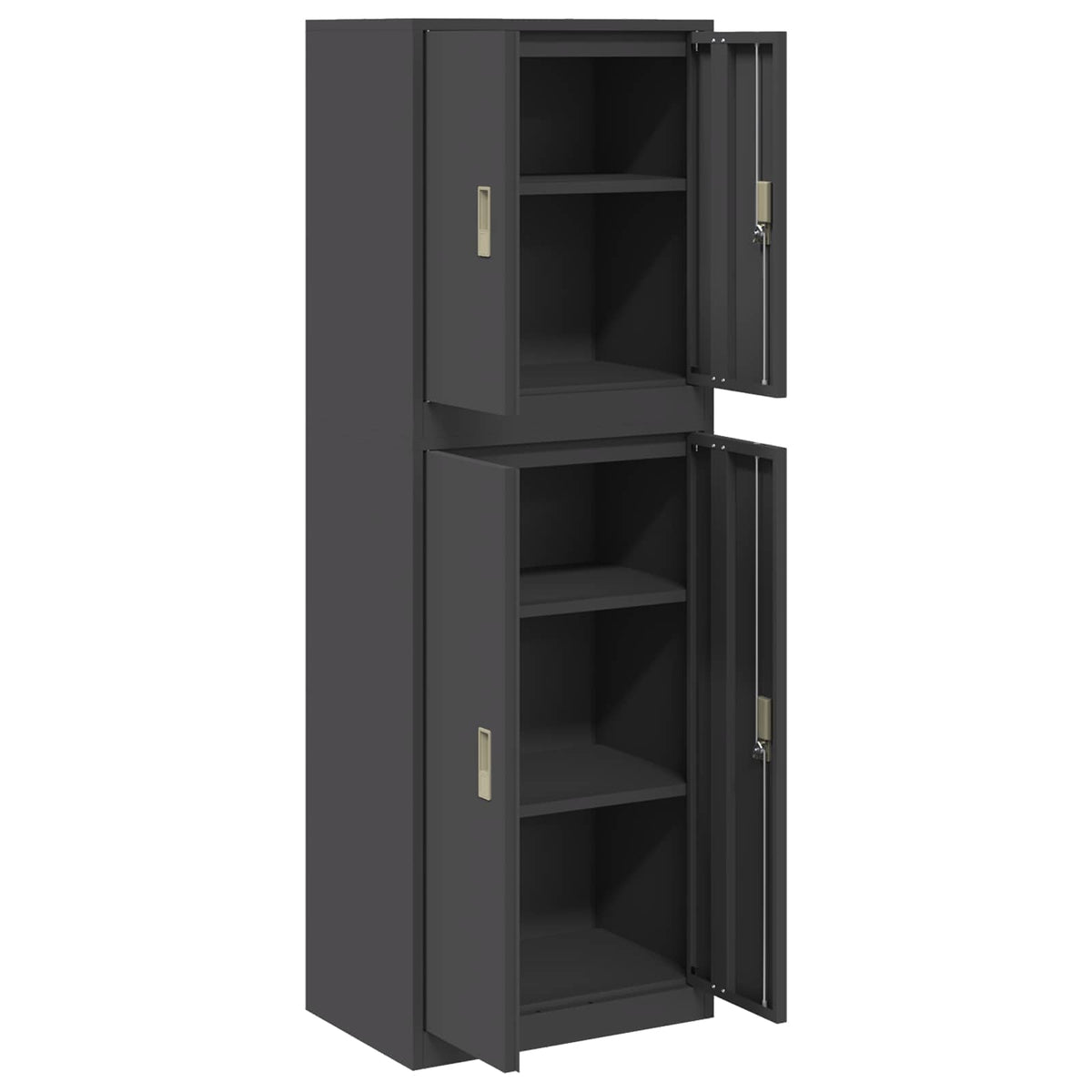 Storage Cabinet 2 pcs 60 x 40 x 210 cm Steel Black 105 cm