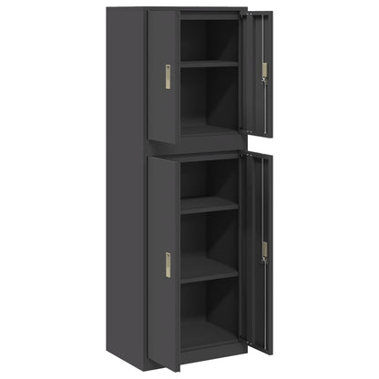 Storage Cabinet 2 pcs 60 x 40 x 210 cm Steel Black 105 cm