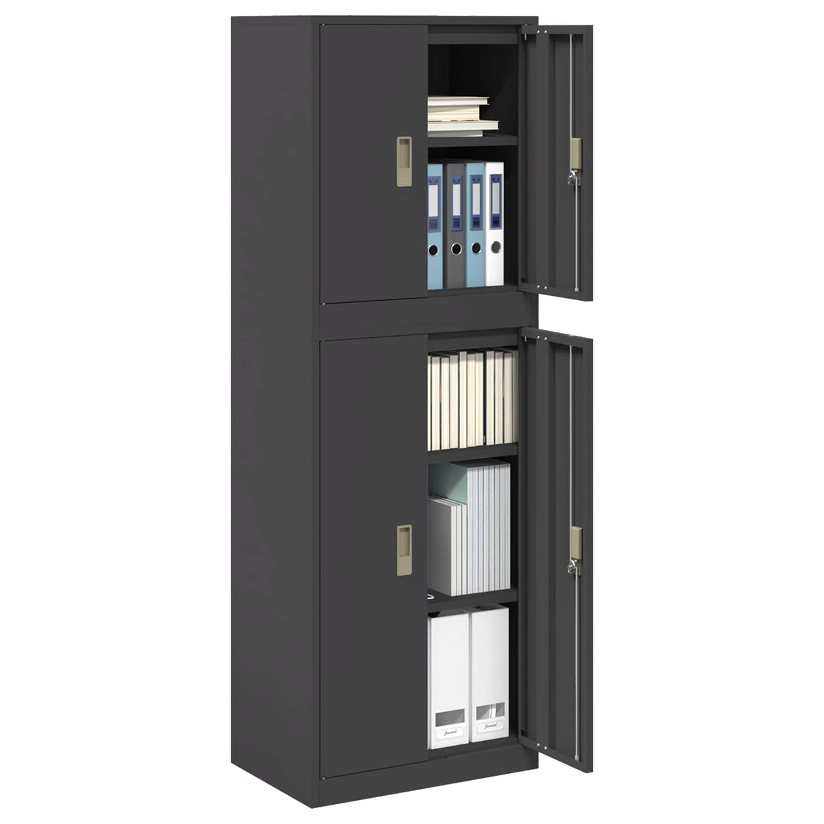 Storage Cabinet 2 pcs 60 x 40 x 210 cm Steel Black 105 cm
