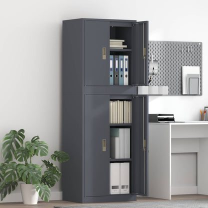 Storage Cabinet 2 pcs 60 x 40 x 210 cm Steel Anthracite 105 cm