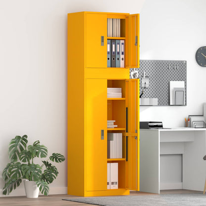 Storage Cabinet 2 pcs 60 x 40 x 210 cm Steel Mustard yellow 140 cm