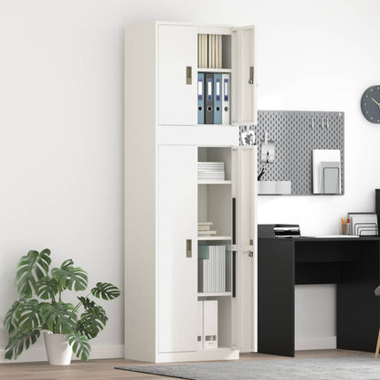 Storage Cabinet 2 pcs 60 x 40 x 210 cm Steel White 140 cm