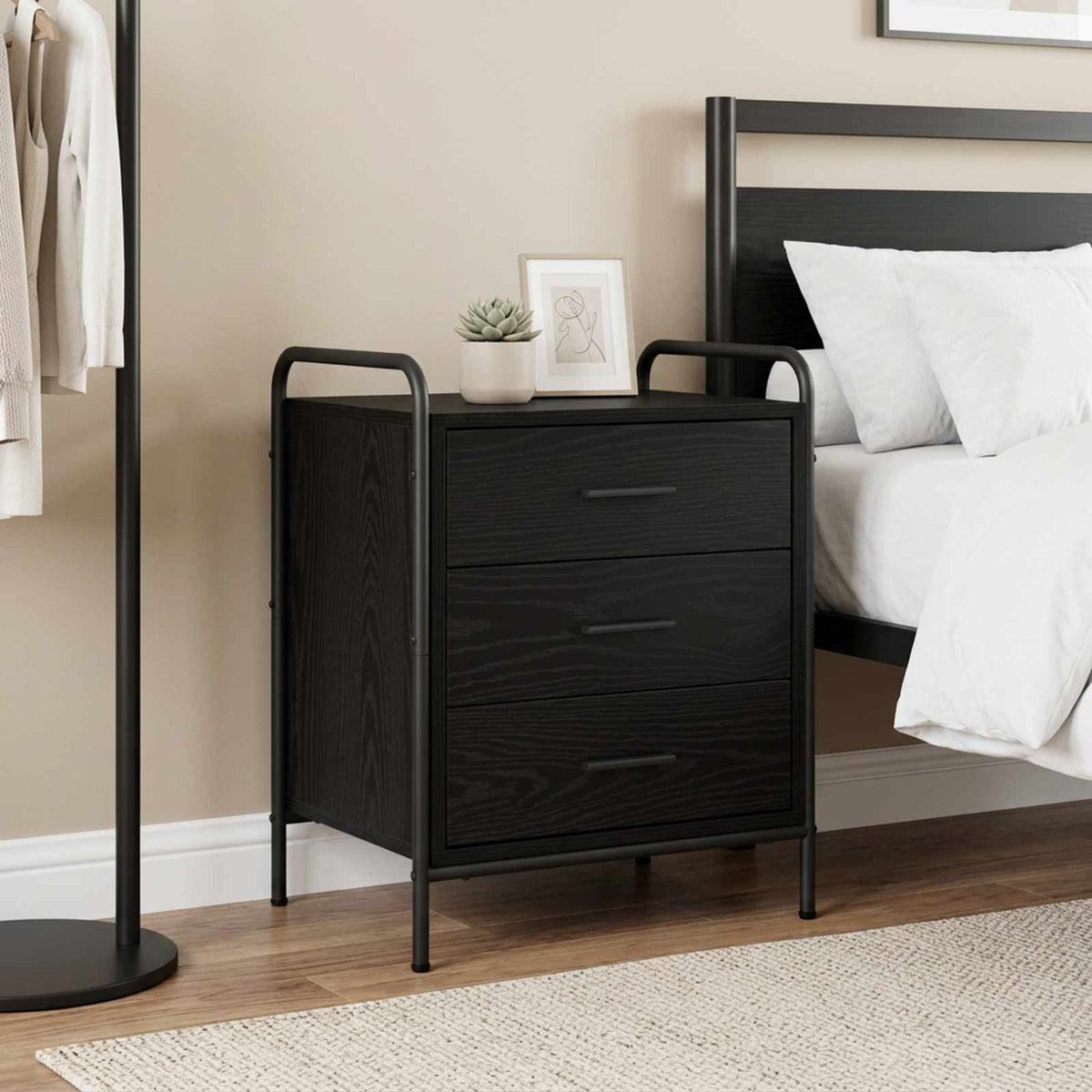Bedside Cabinet 48 x 36.5 x 60 cm Black oak 1