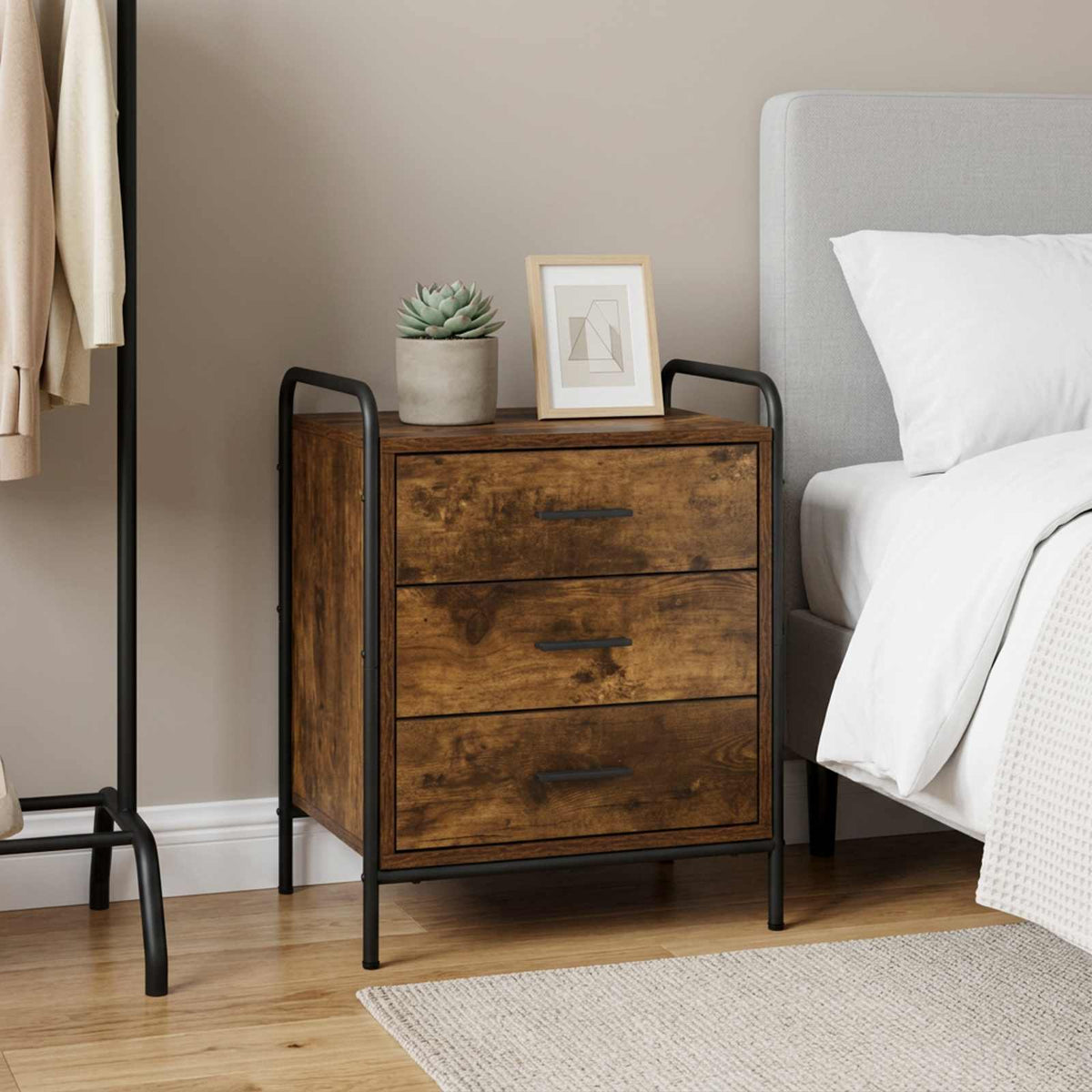 Bedside Cabinet 48 x 36.5 x 60 cm Smoked oak 1