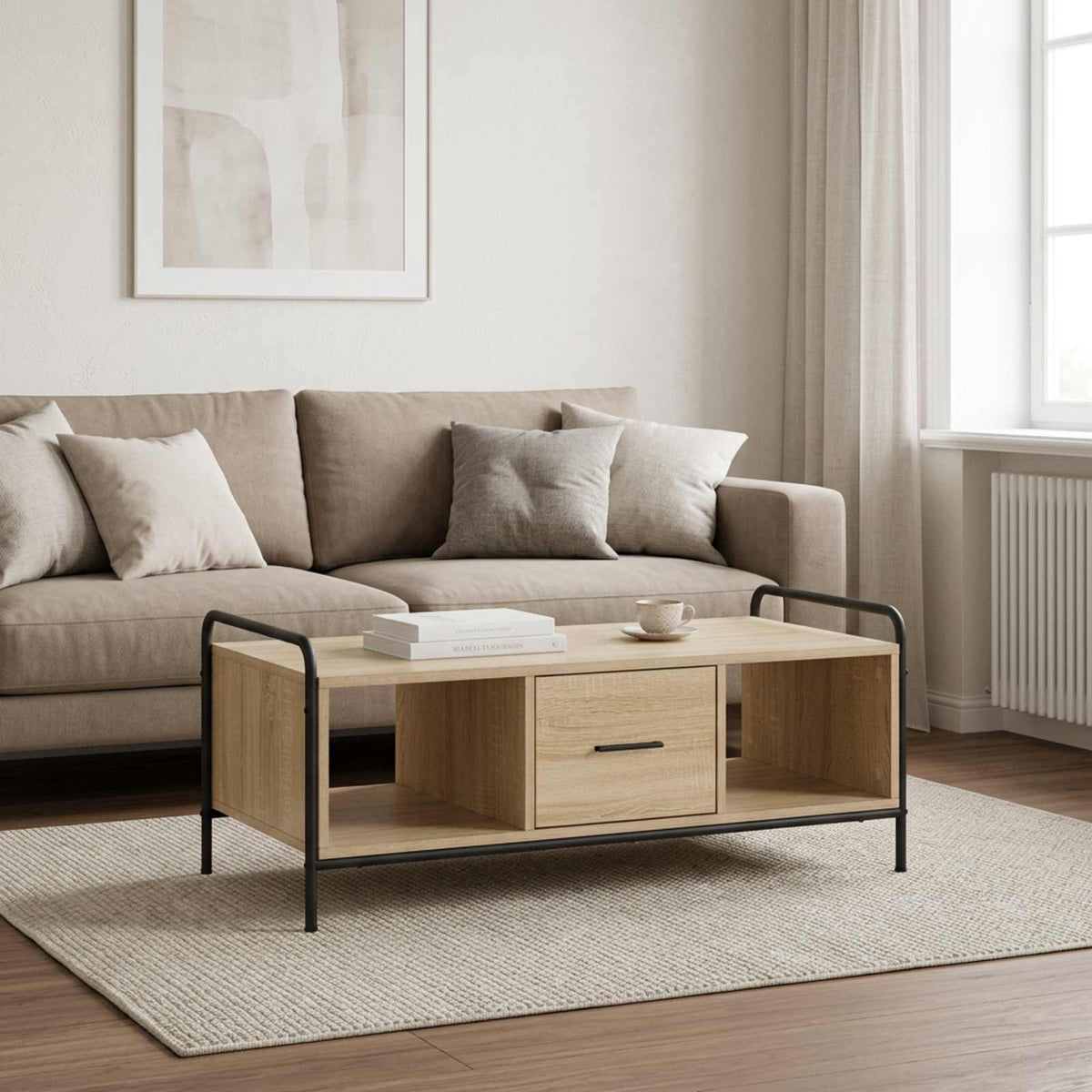 Coffee Table 99.5 x 49 x 41 cm Engineered Wood Sonoma oak