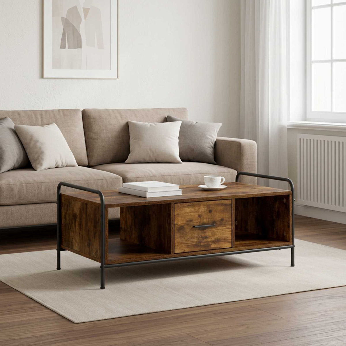 Coffee Table 99.5 x 49 x 41 cm Engineered Wood Smoked oak