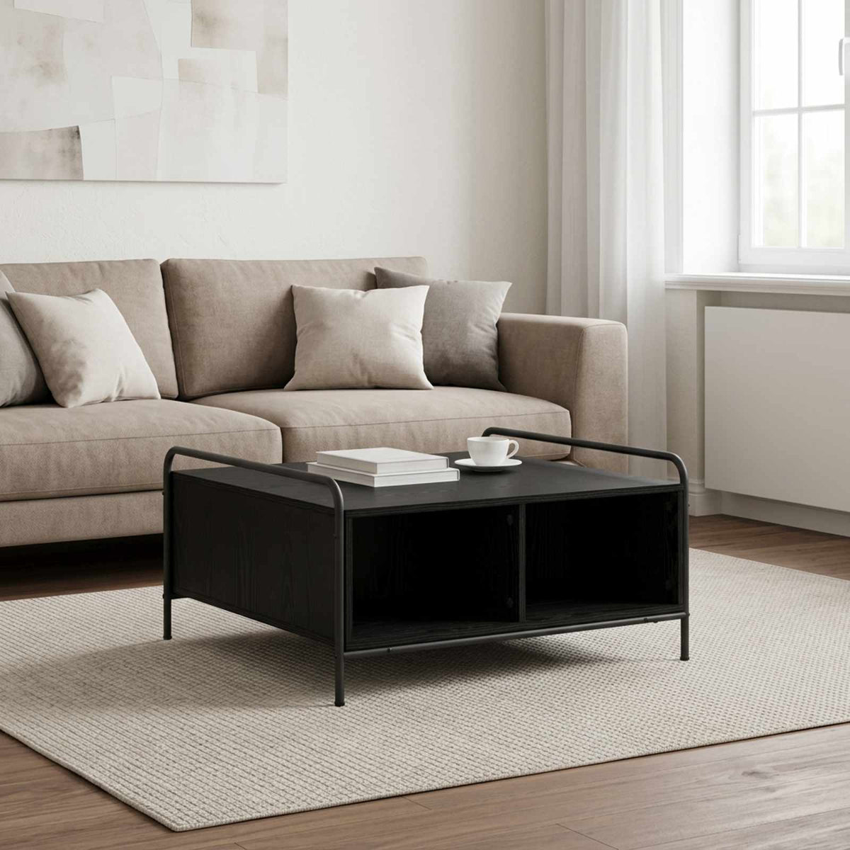 Coffee Table Engineered Wood Black oak 80 cm 80 cm
