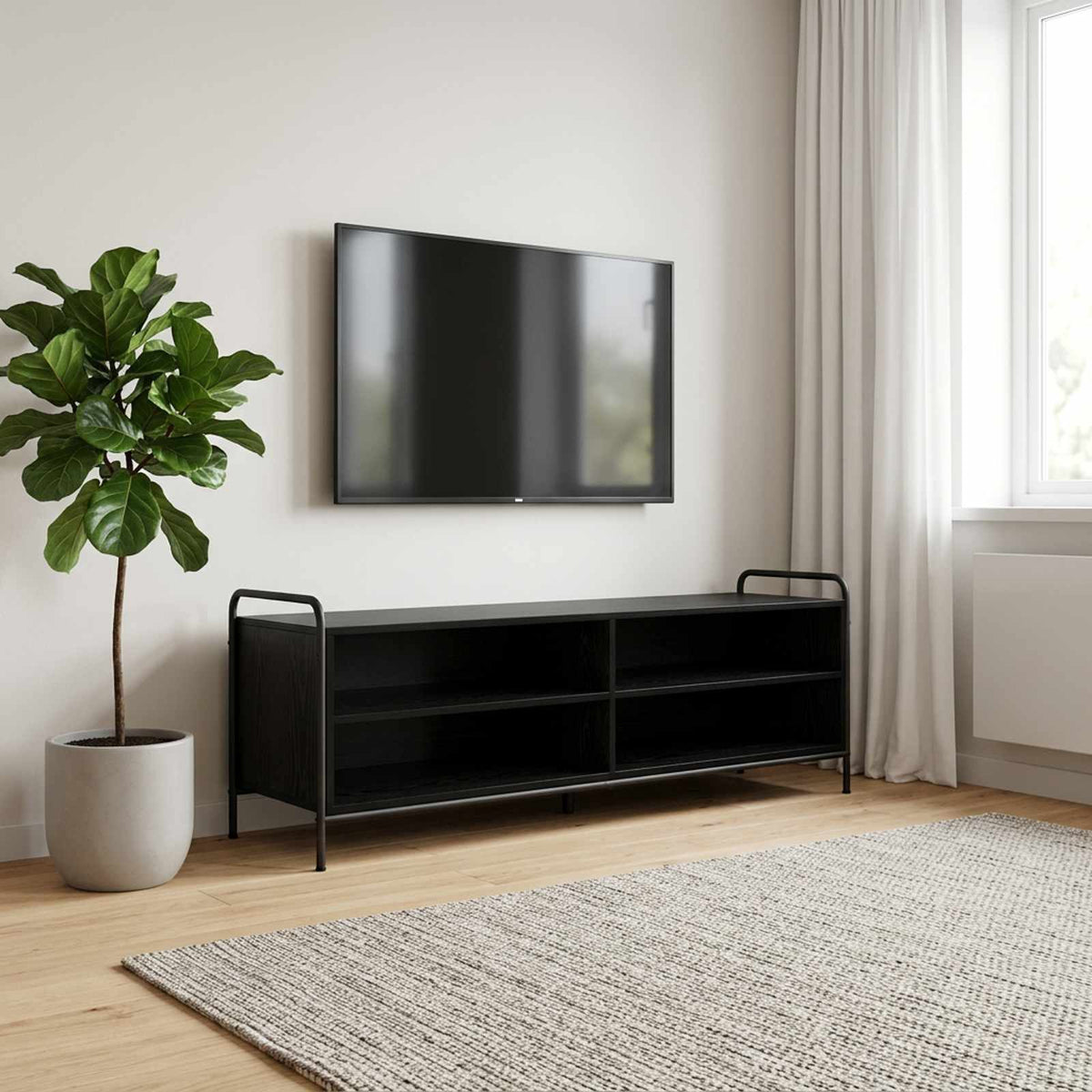TV Cabinet Engineered Wood Depth 39.5 cm Black oak 140 cm