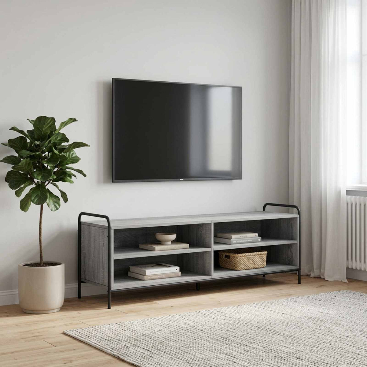 TV Cabinet Engineered Wood Depth 39.5 cm Grey sonoma 140 cm